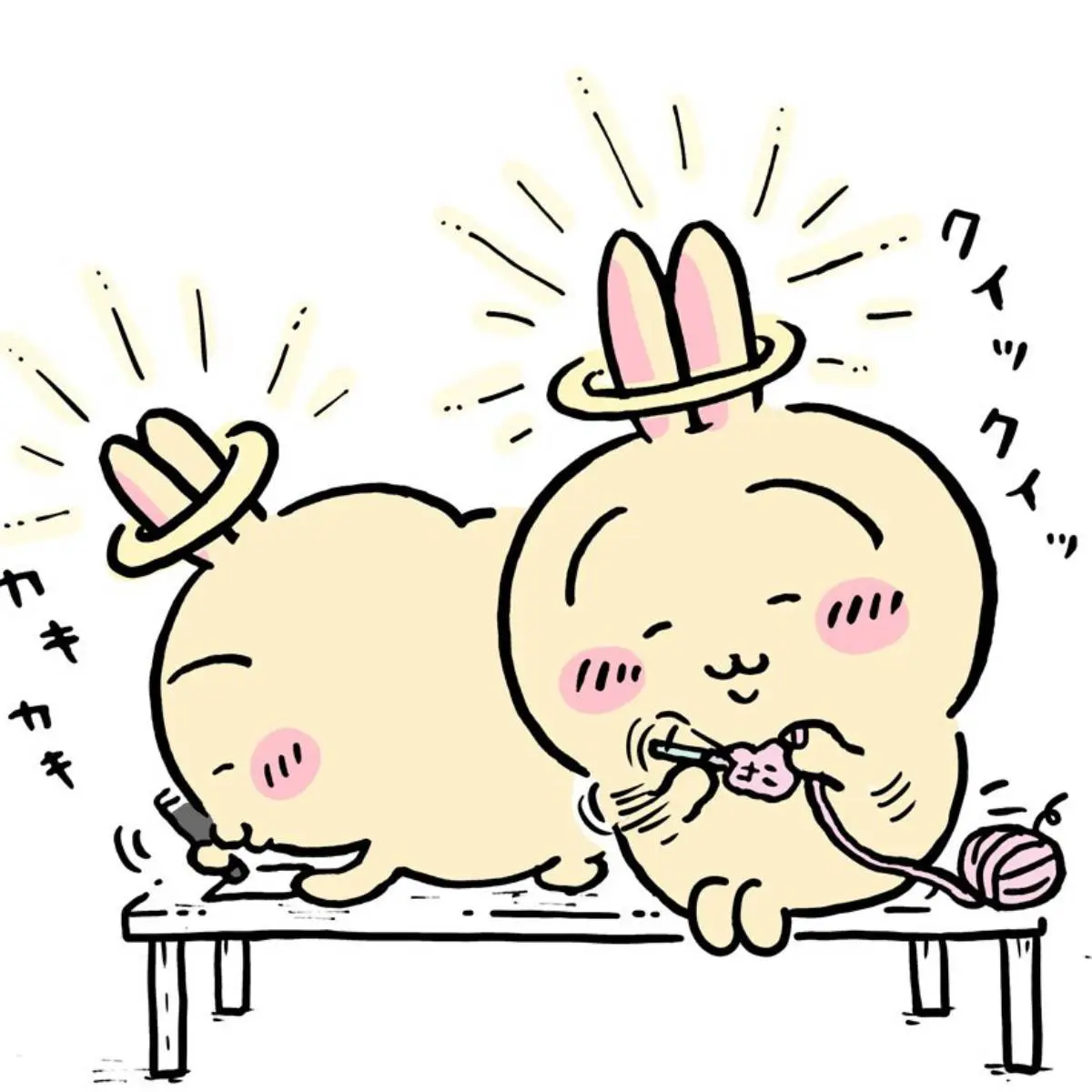 ちいかわマンガ】天使の加護(？)で優しくなったうさぎが編み物でお守り