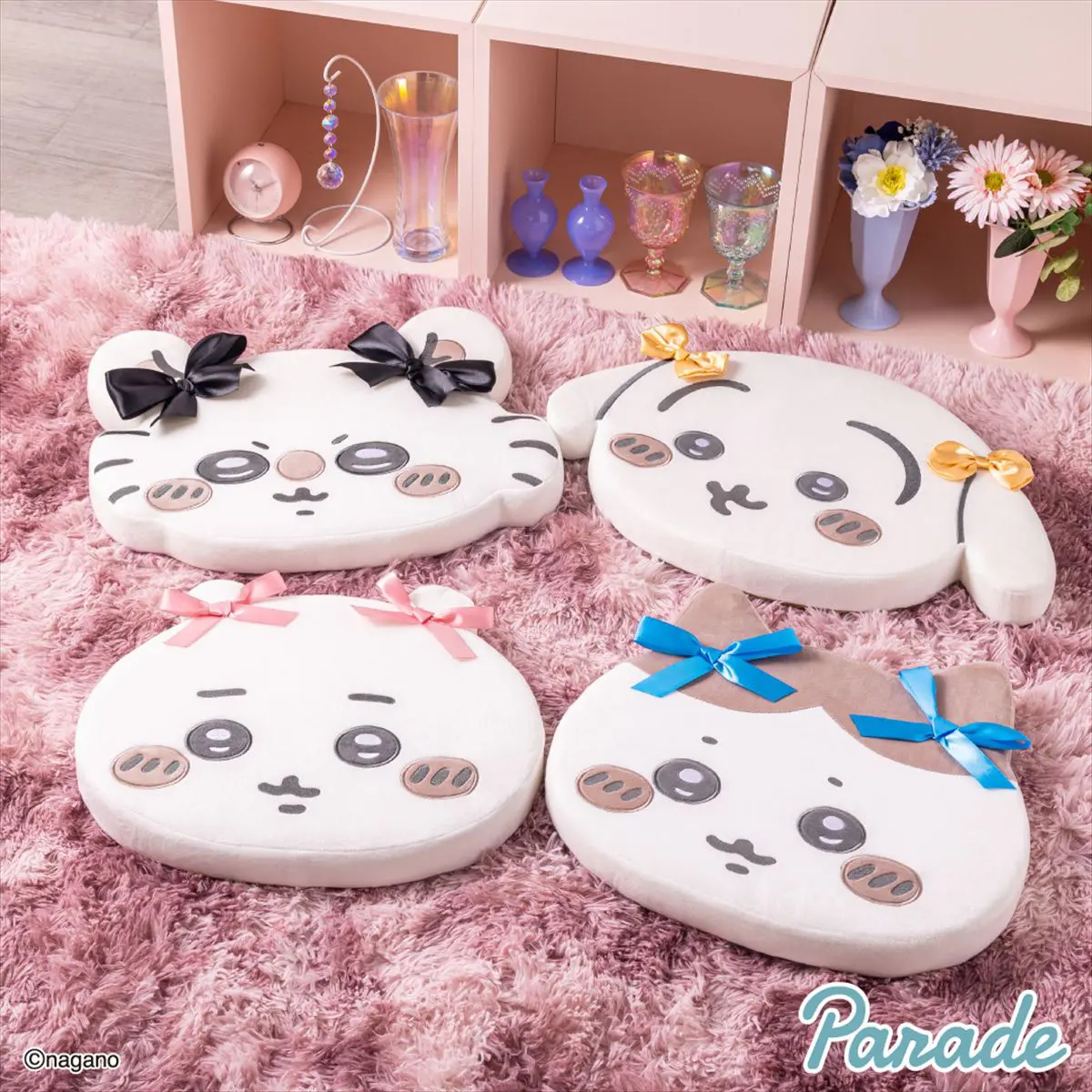 な*お様 ちいかわ　低反発クッション　リボン　ちいかわ　うさぎ　ハチワレ　モモン ちいかわ 低反発クッション～リボン～」がプライズ景品で登場