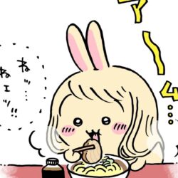【ちいかわマンガ】うさぎ、ロングヘアーのまま「郎」へ!?毛がどんぶりに入りそうで大ピンチ! 2025-11-12T001149.333_R